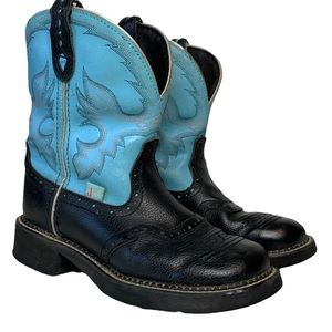 JUSTIN GYPSY GEMMA Western Cowboy Boots Turquoise/Blue & Black Sz 8B